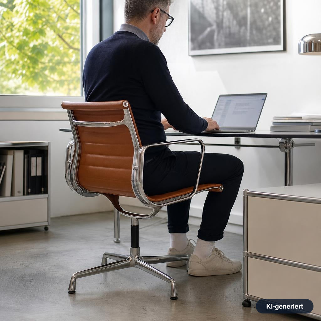 Vitra EA 108 Premium Leder cognac Alu