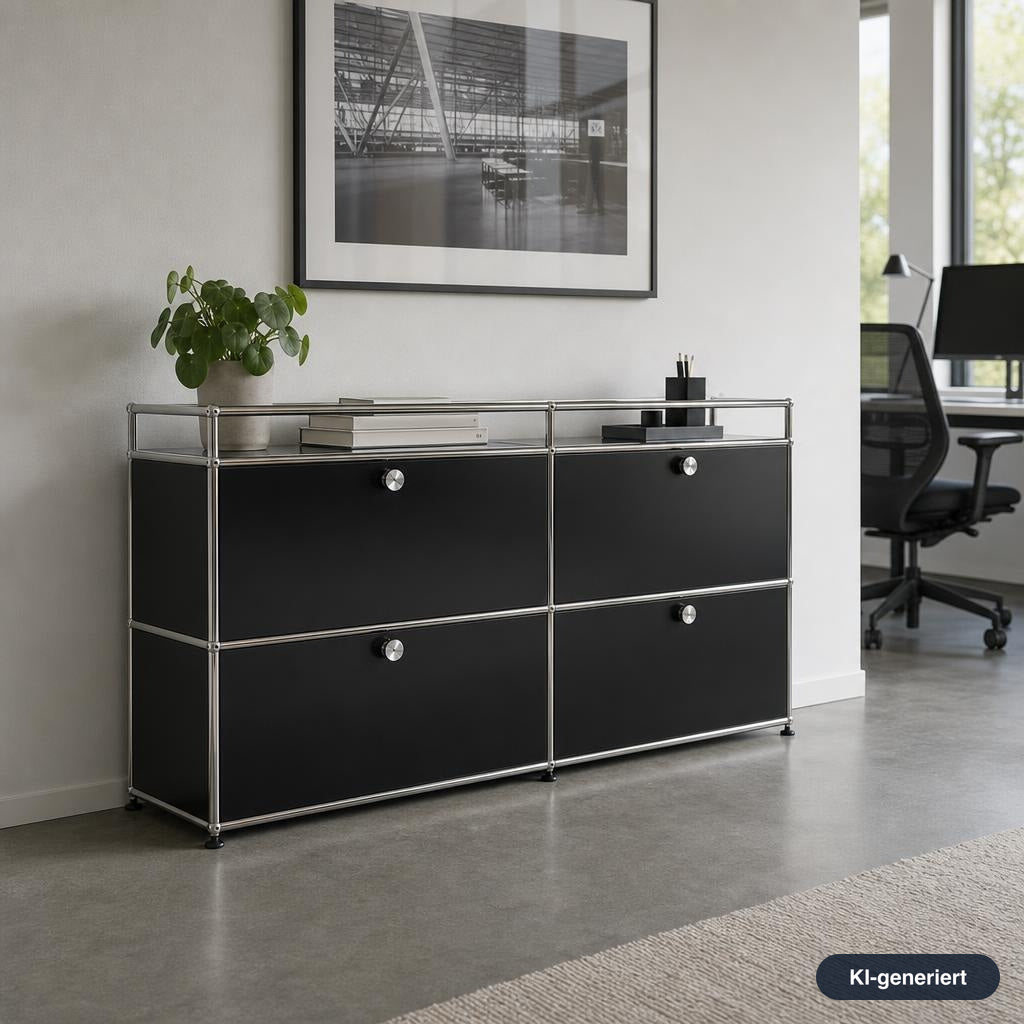 USM Haller Sideboard 2x2 mit 10cm Aufsatz schwarz