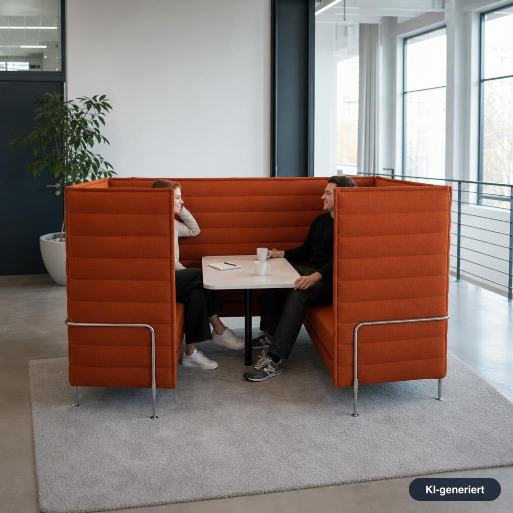 Vitra Alcove Cabin Highback mit Arbeitsplatte orange