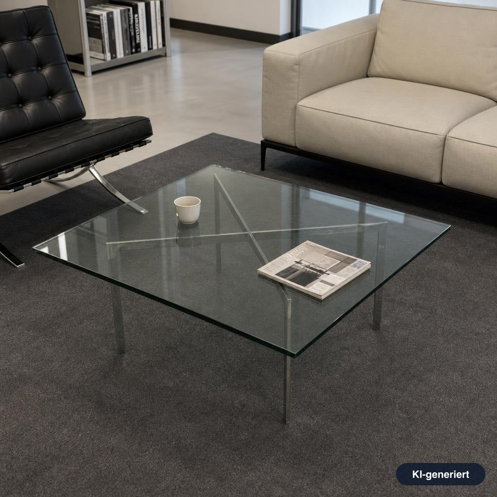 Knoll International Barcelona Couchtisch (neue Glasplatte)