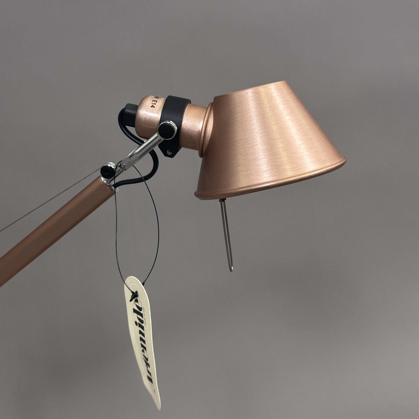 Copper Artemide Tolomeo Micro adjustable desk lamp with metal shade and included bulb