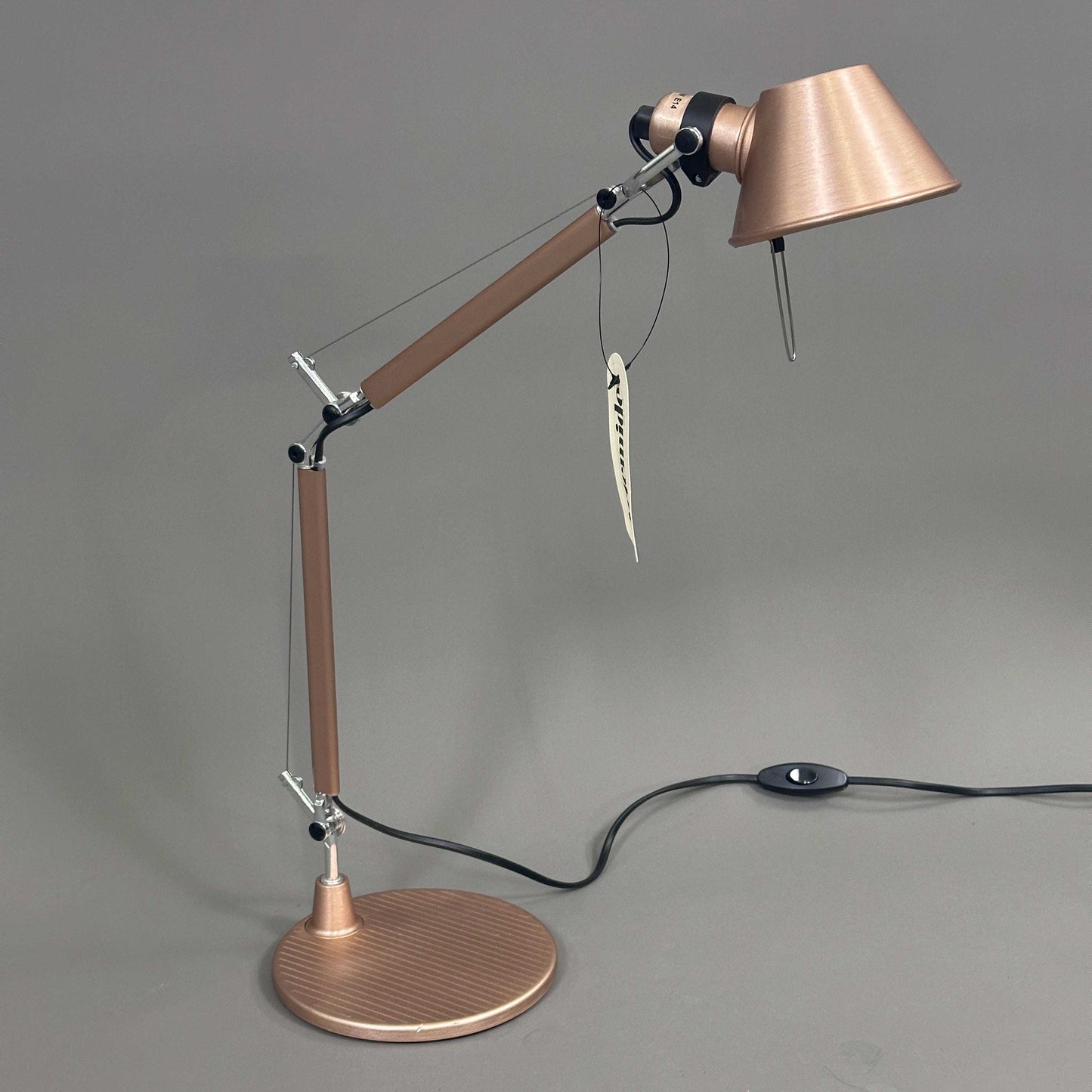 Artemide Tolomeo Micro desk lamp in copper with adjustable arm and included bulb