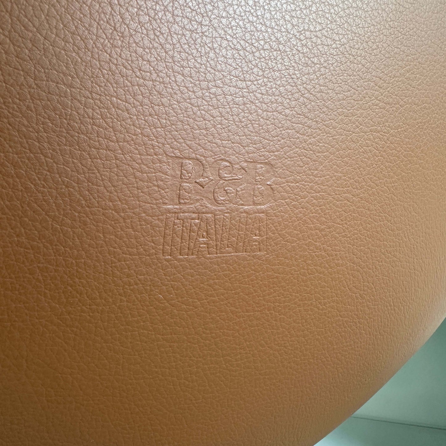 B&B Italia Loungesessel Tulip Cognac Leder mit Prägung und silbernem Gestell