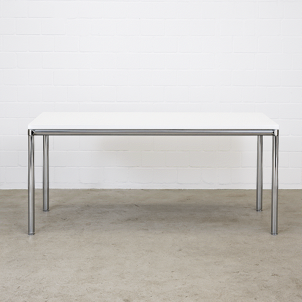 Bosse Schreibtisch 160x80cm mit weißer Tischplatte und verchromten Metallbeinen, modernes Design