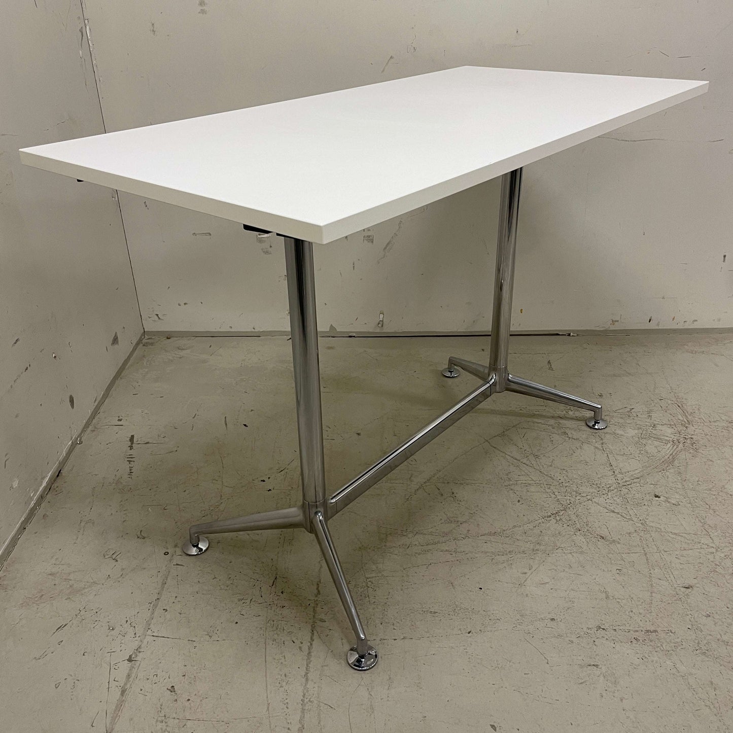 Brunner Fina Stehtisch mit weißer Tischplatte und Chromgestell, 160x80 cm, 110 cm hoch