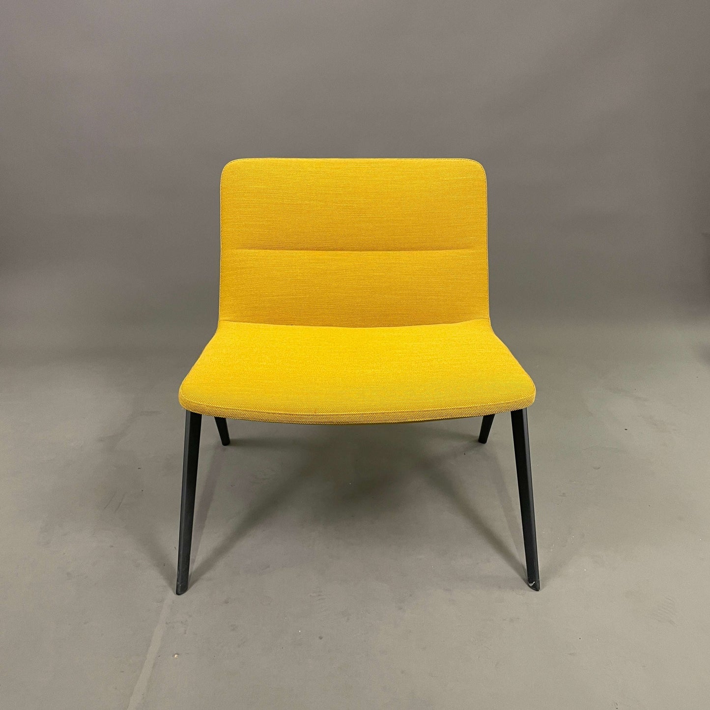 Brunner Loungesessel A-Lounge gelb mit schwarzem Gestell frontal auf grauem Hintergrund