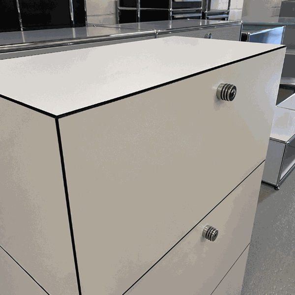 Dobergo Sideboard 3OH white modern storage cabinet with metal handles and clean lines, dimensions 118x80x42cm