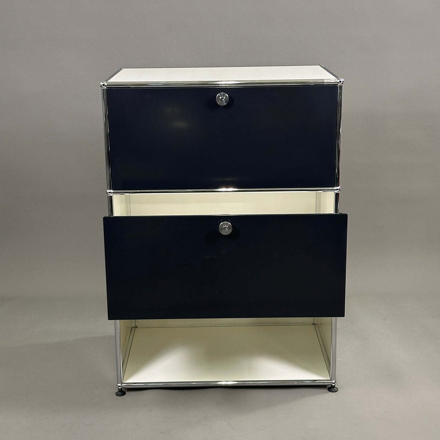 USM Haller 1x3 Highboard 50er tief weiß / schwarz