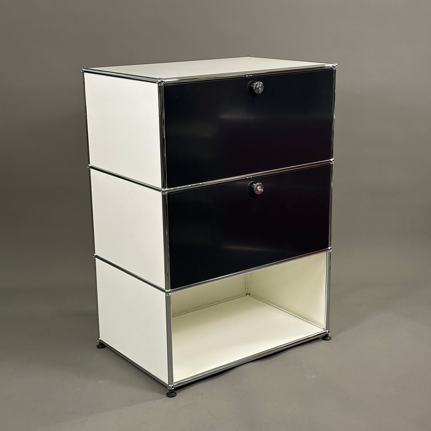 USM Haller 1x3 Highboard 50er tief weiß / schwarz