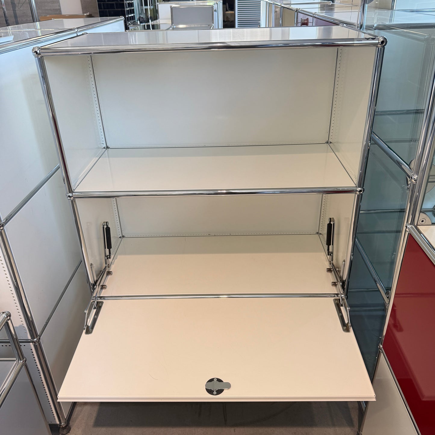 USM Haller Highboard 1x3 weiß 2 Klappen (1. Gen.)