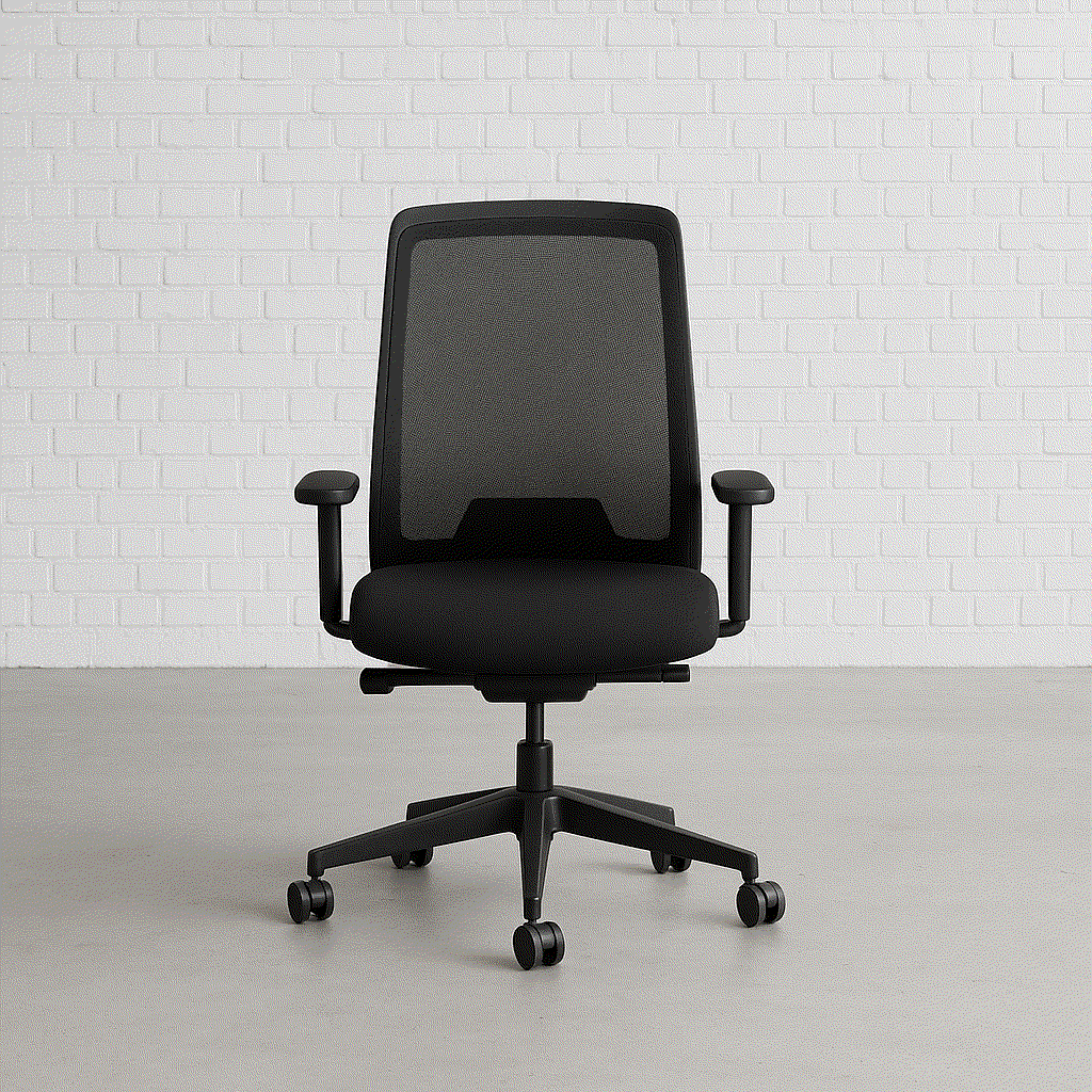 Interstuhl Every Bürostuhl mit schwarzem Polster und Gestell, höhenverstellbar, neigbare Rückenlehne, Sitztiefen- und Armlehnenverstellung