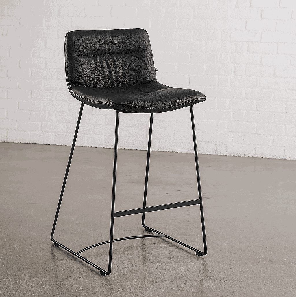 KFF Barhocker arva light bar schwarz mit Drahtkufen und Kunstlederbezug, 50x62x112 cm, Sitzhöhe 84 cm, neu