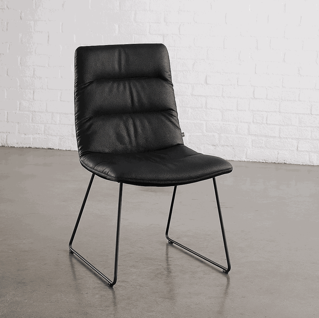 KFF Stuhl arva light schwarz mit Drahtkufengestell und Kunstlederbezug, neu, modern und komfortabel
