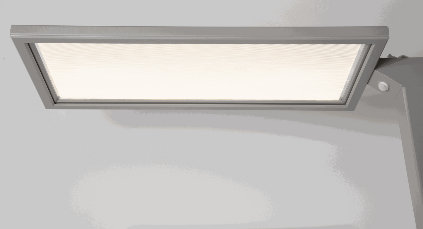 Lenorad LED Stehlampe silbergrau mit neutralweißem 4000K Licht, dimmbar und mit Tageslicht- sowie Bewegungssensor.