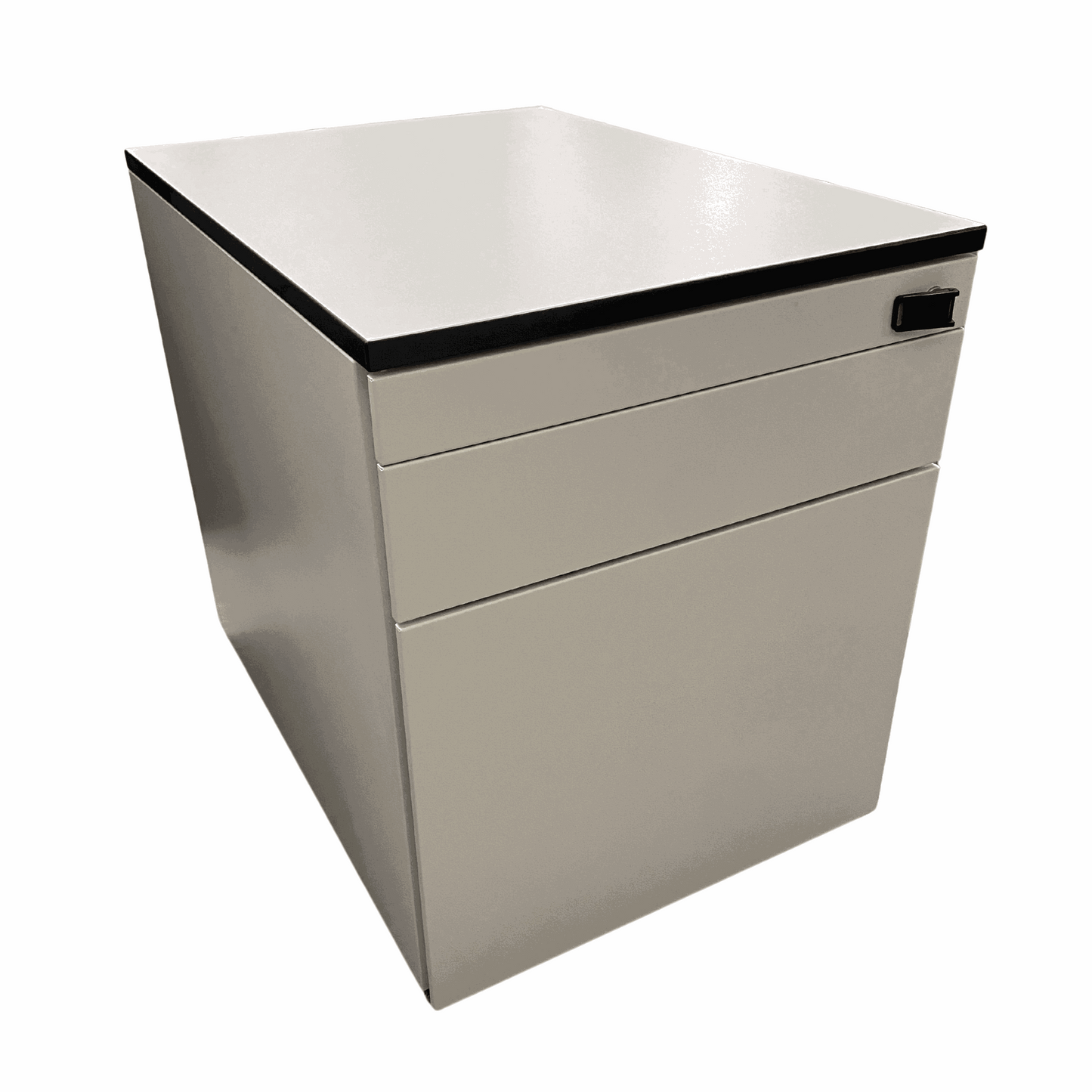 Steelcase Rollcontainer white with black edge, compact office storage unit, 42x51x59cm