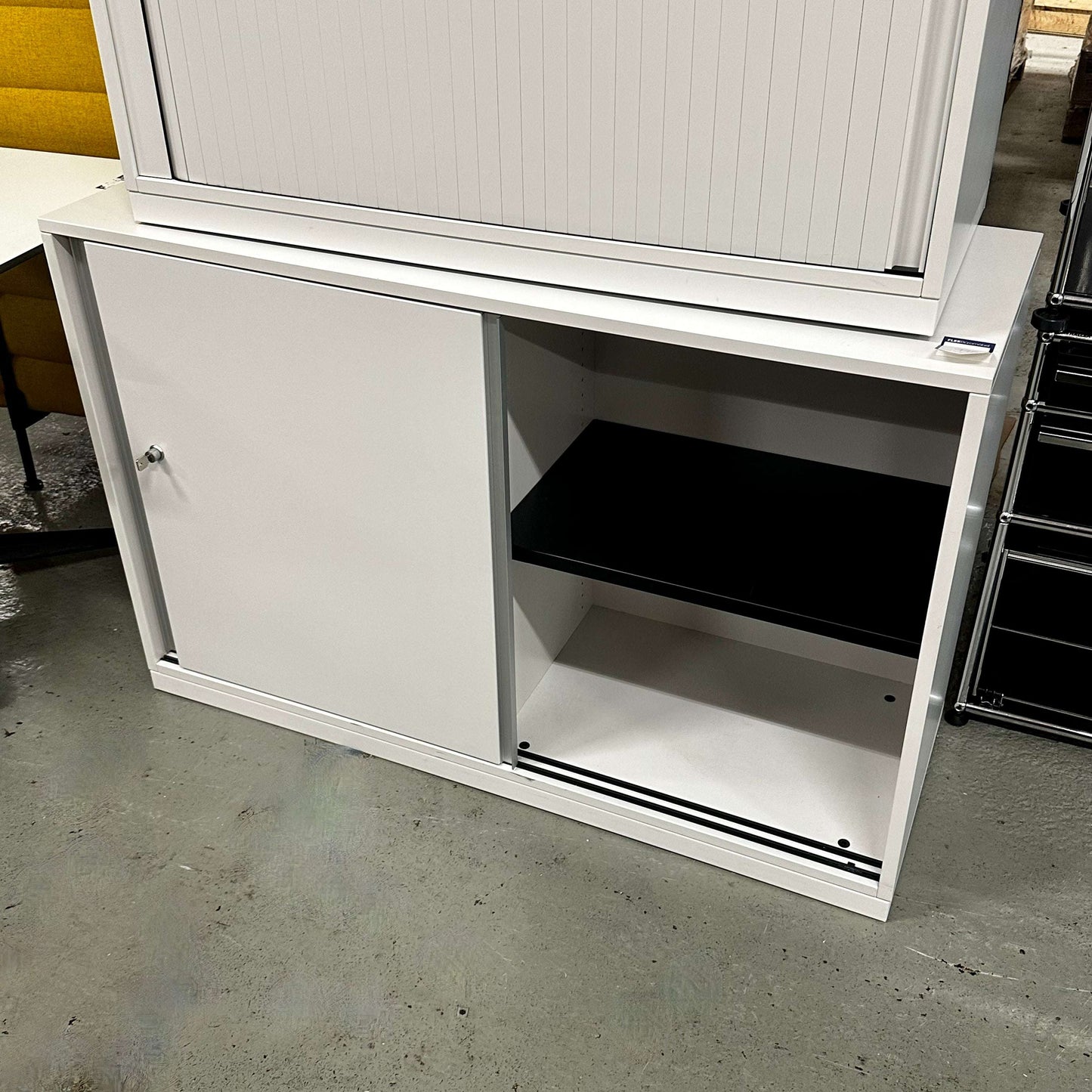 Steelcase Sideboard with sliding doors and 120cm width in white finish