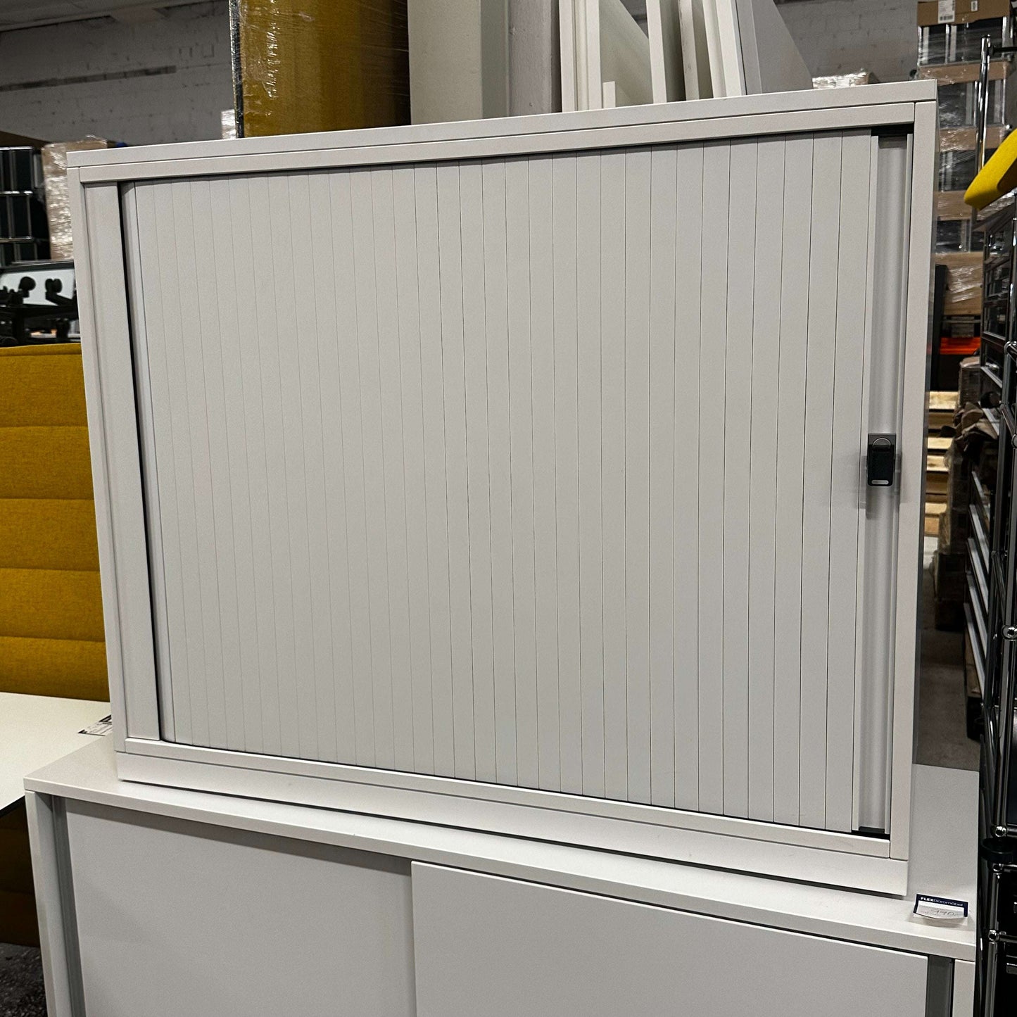 Steelcase Sideboard 100cm wide with tambour door and hanging file drawers in white finish
