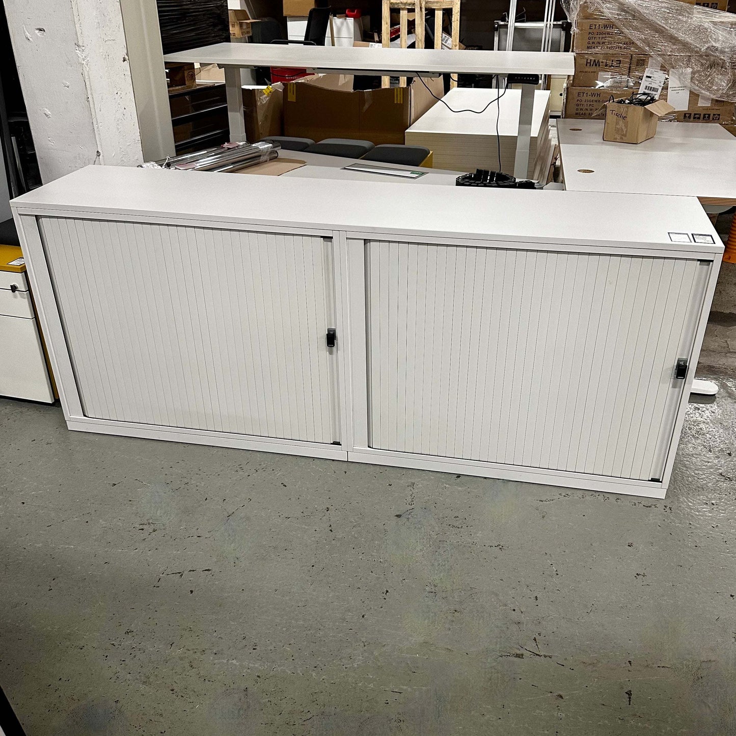 Steelcase Sideboard 2-door white office storage unit 200x81x45 cm