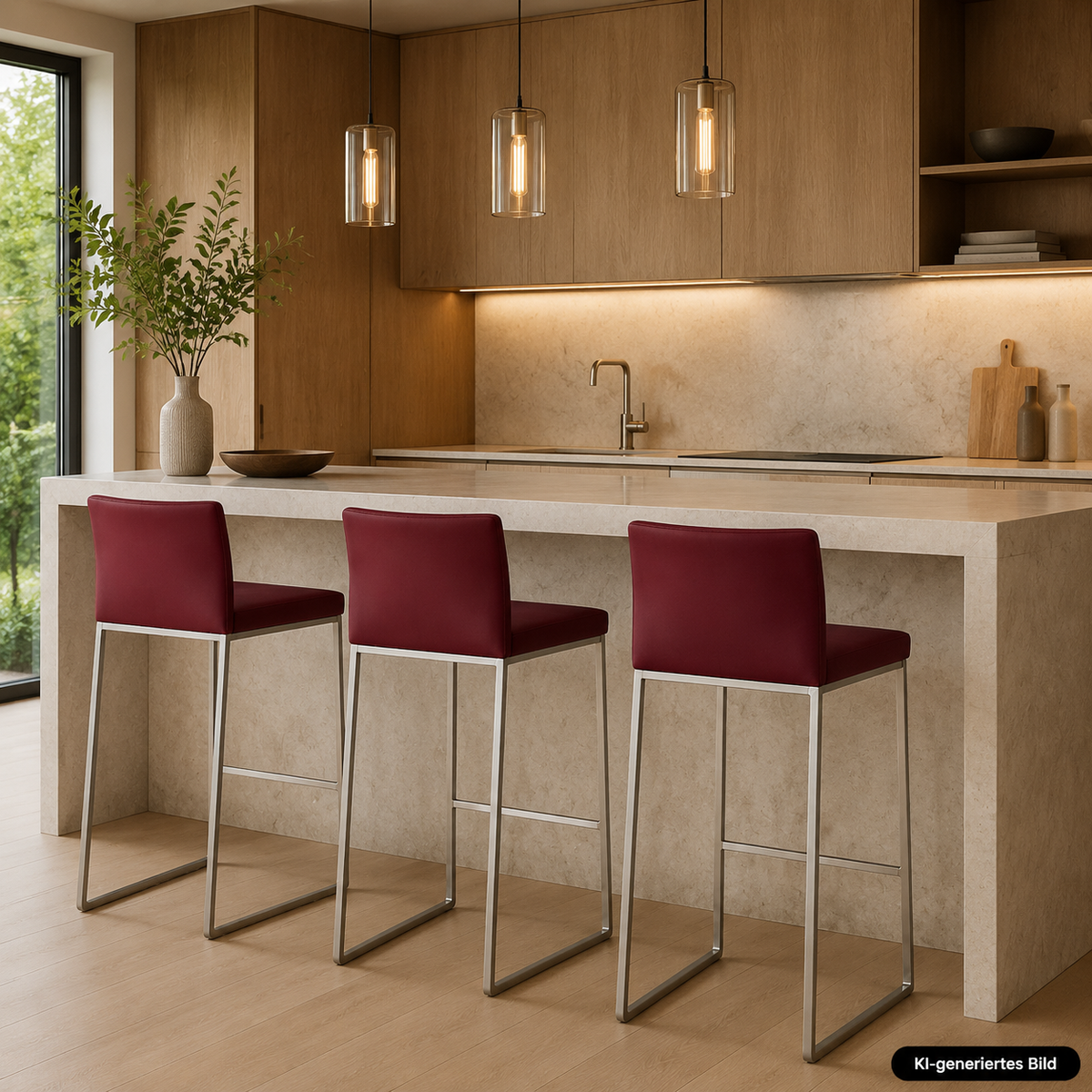 Tonon Barhocker Leder weinrot