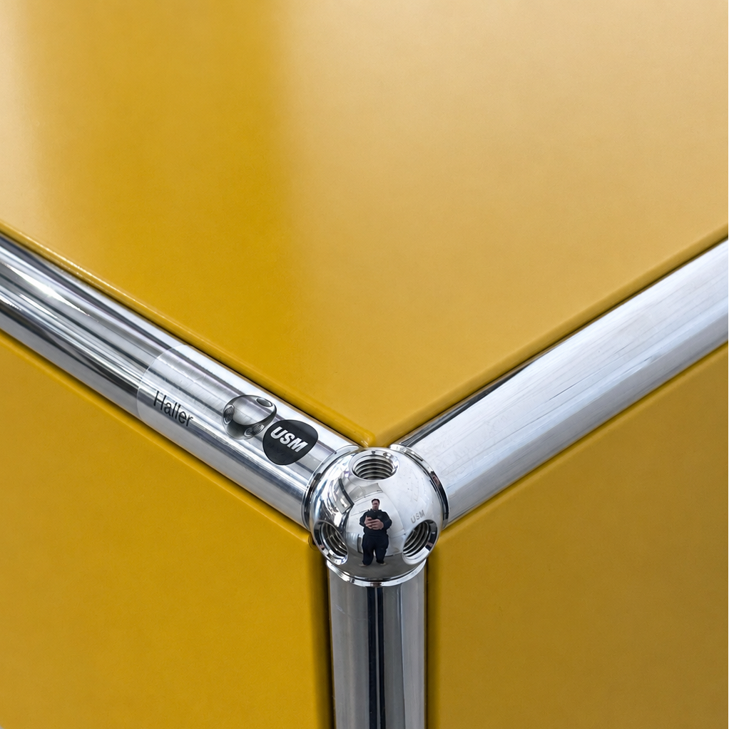 USM Haller Highboard 1x3 goldgelb Klappen + Auszug