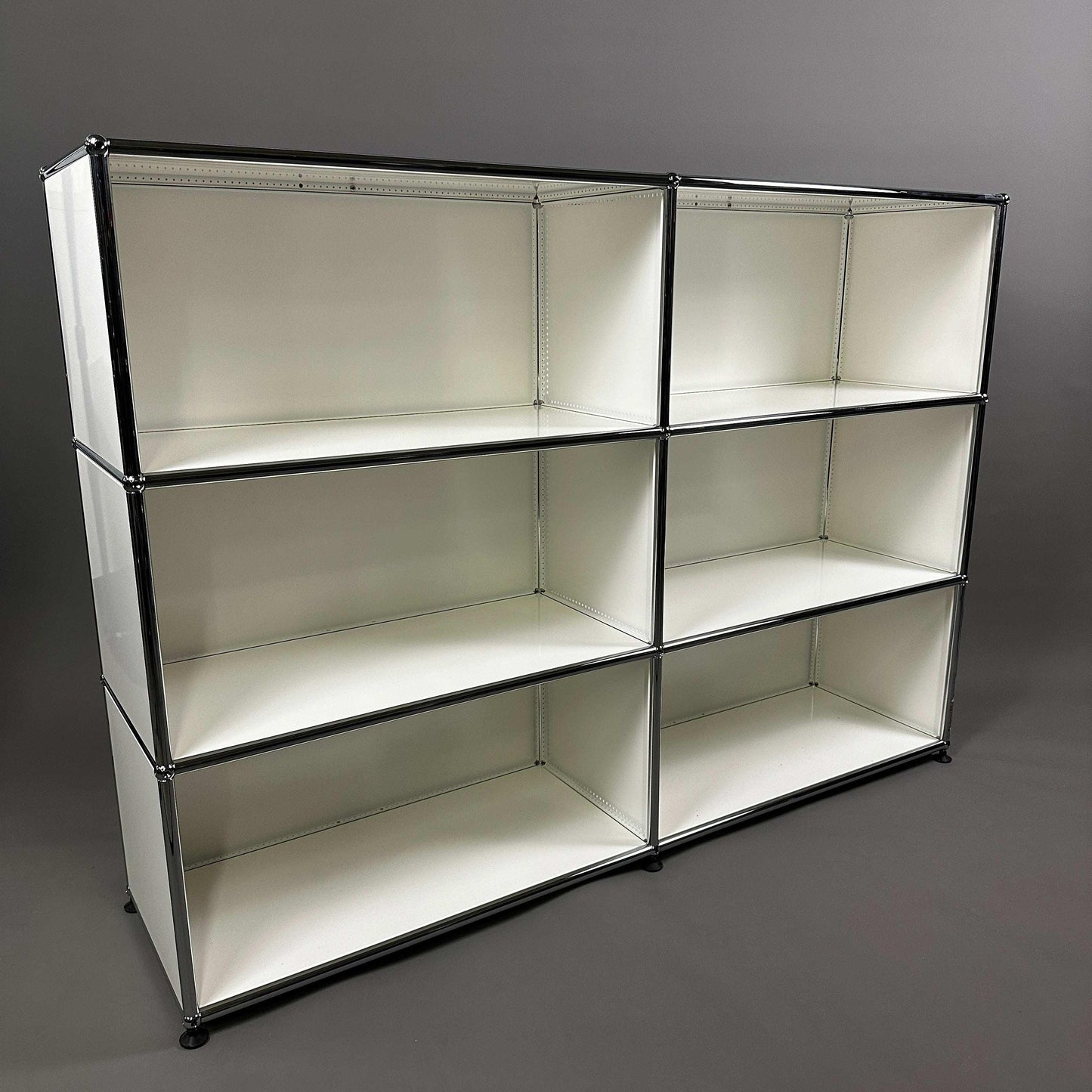 USM Haller Highboard 2x3 offen in reinweiß mit sechs Fächern, modernes Design, nahezu neuwertig