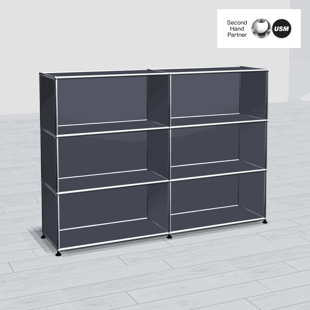 USM Haller Highboard anthracite open shelving unit 153x109x37cm with six compartments