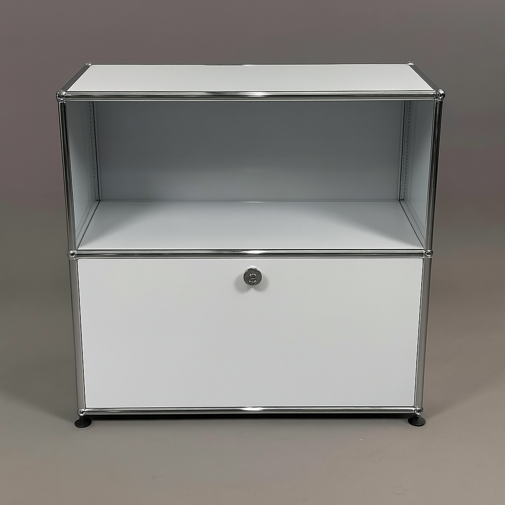 USM Haller Sideboard light gray with one drawer and open shelf, 77x74x37cm