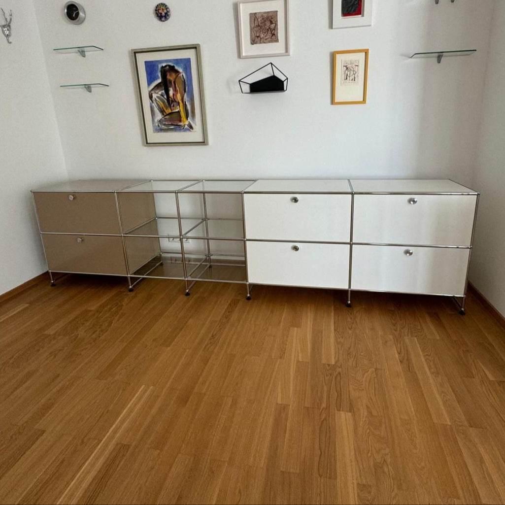 USM Haller Sideboard 5x2 beige weiß Glas modern minimalistisches Design hochwertige Materialien