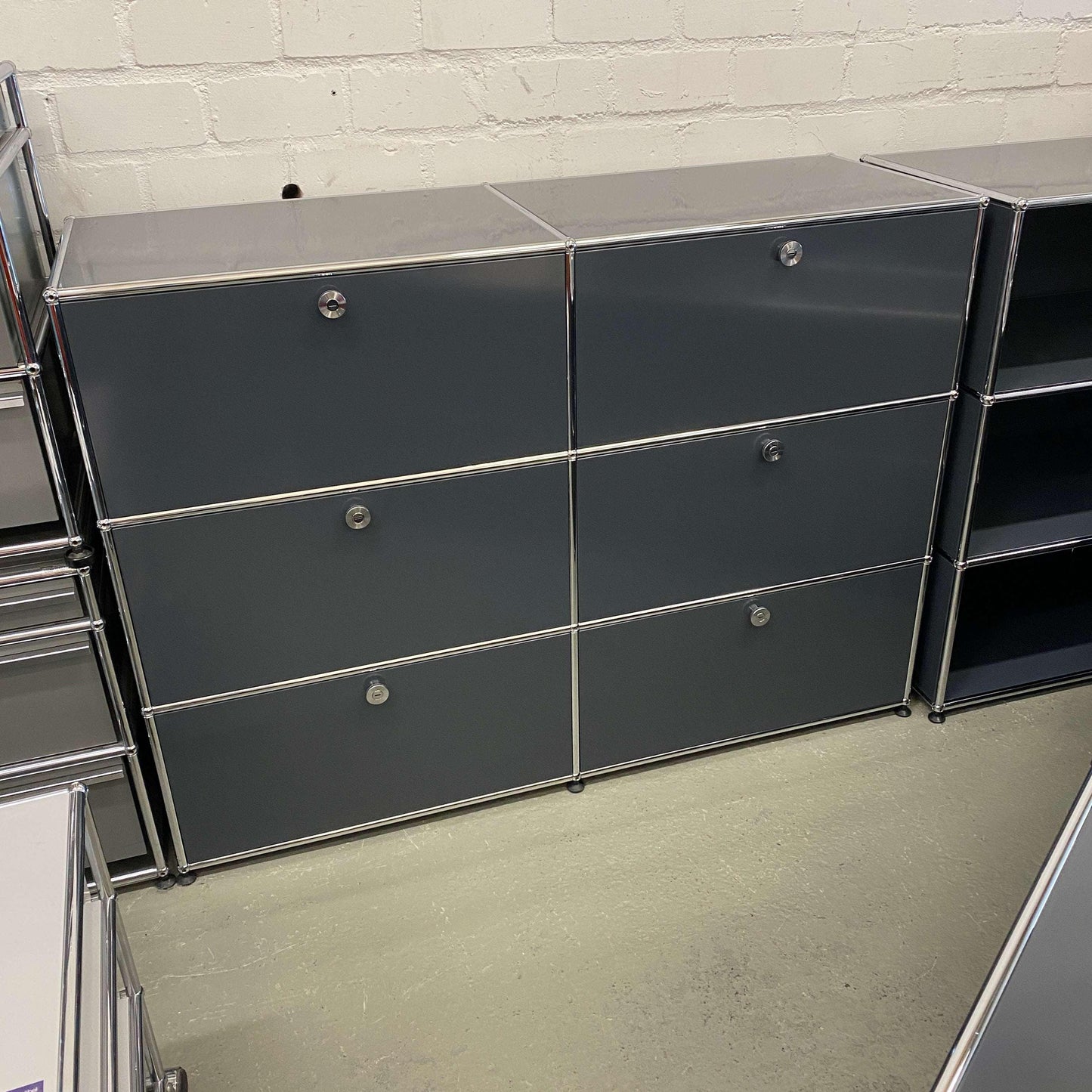 USM Haller Sideboard anthracite with 6 compartments, dimensions 153x53x109 cm
