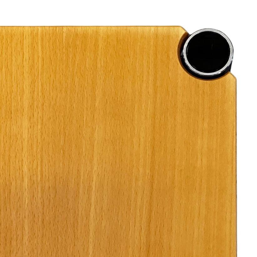 USM Haller Tisch beech wood table top with chrome frame corner detail 175x100cm