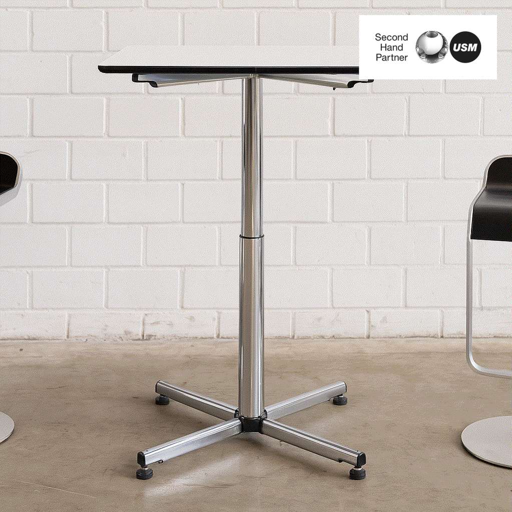 USM Kitos Hubtisch 75x75 cm höhenverstellbarer Metall-Glastisch mit Gasfeder