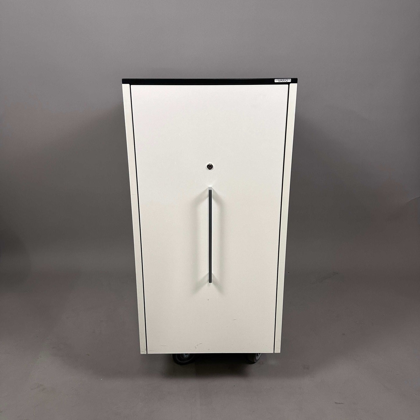 Vario Apothekerschrank weiß mit schwarzer Kante, 2 Schubladen, abschließbar, 80x45x70 cm