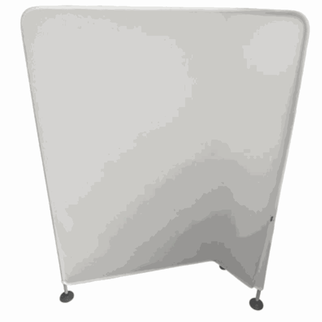 Vitra Ad Hoc white mesh fabric room divider with chrome frame and washable cover, 160x115x50 cm