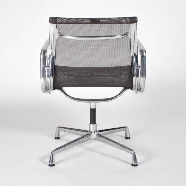 Vitra EA 108 anthracite swivel office chair with mesh back and aluminum frame