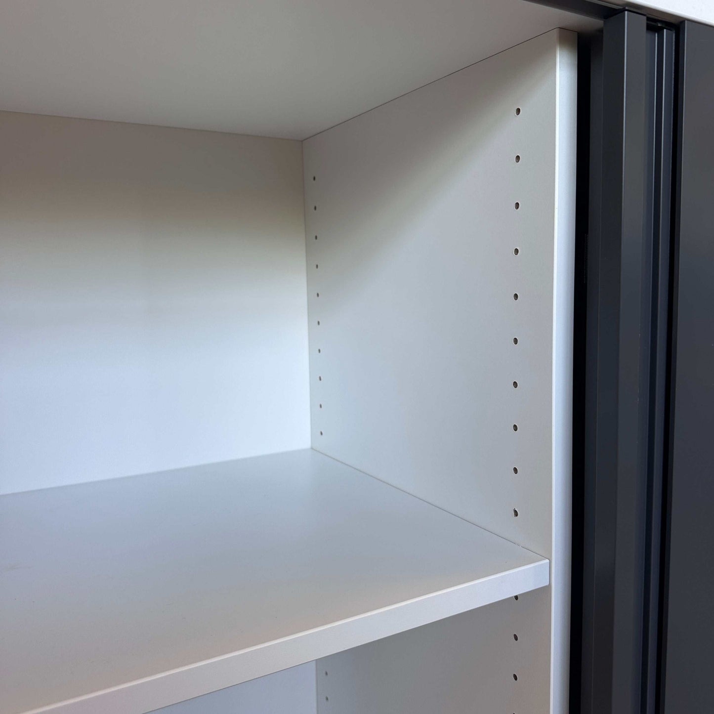 WINI Rollladenschrank 2OH white porcelain cabinet with dark anthracite front and left closing door, 80x80x45cm