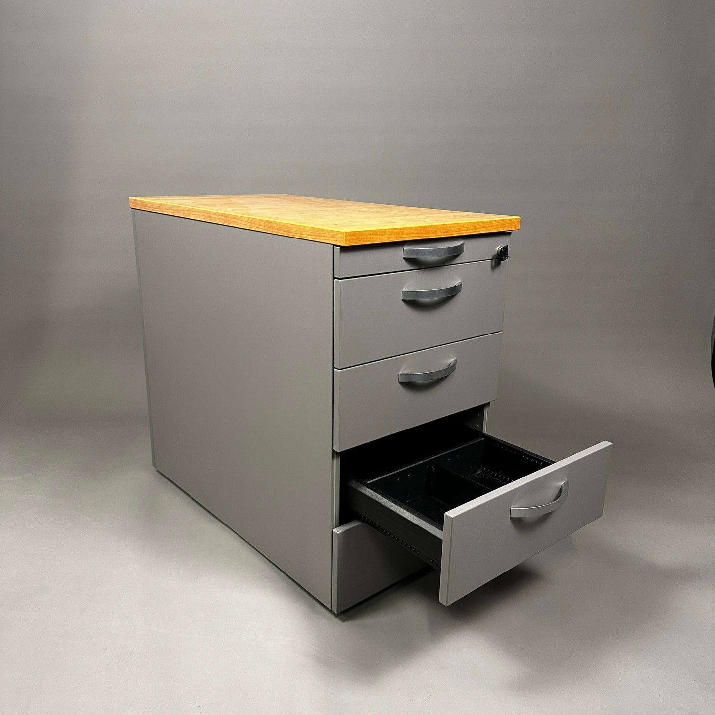 WINI Standcontainer Dunkelgrau mit Holzplatte und fünf Schubladen, 72x43,5x80 cm, modernes Design