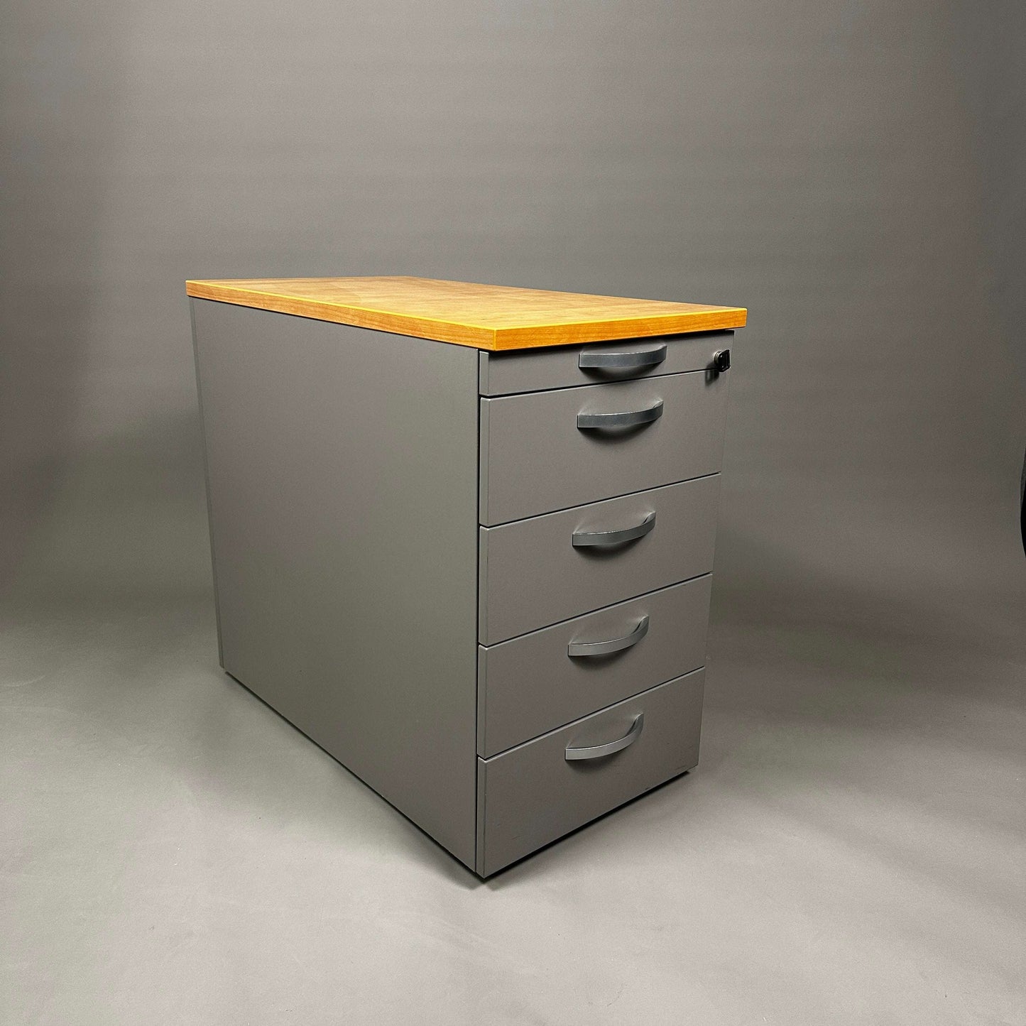 WINI Standcontainer dunkelgrau mit 5 Schubladen und heller Holzplatte, 72x43,5x80 cm