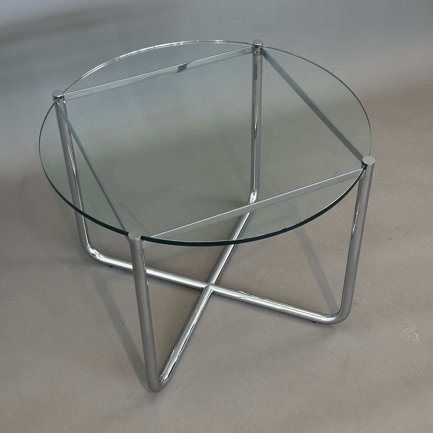 Walter Knoll MR Couchtisch aus Glas mit chromglänzendem Edelstahlgestell, rund, 72,5 cm Durchmesser, 52 cm Höhe