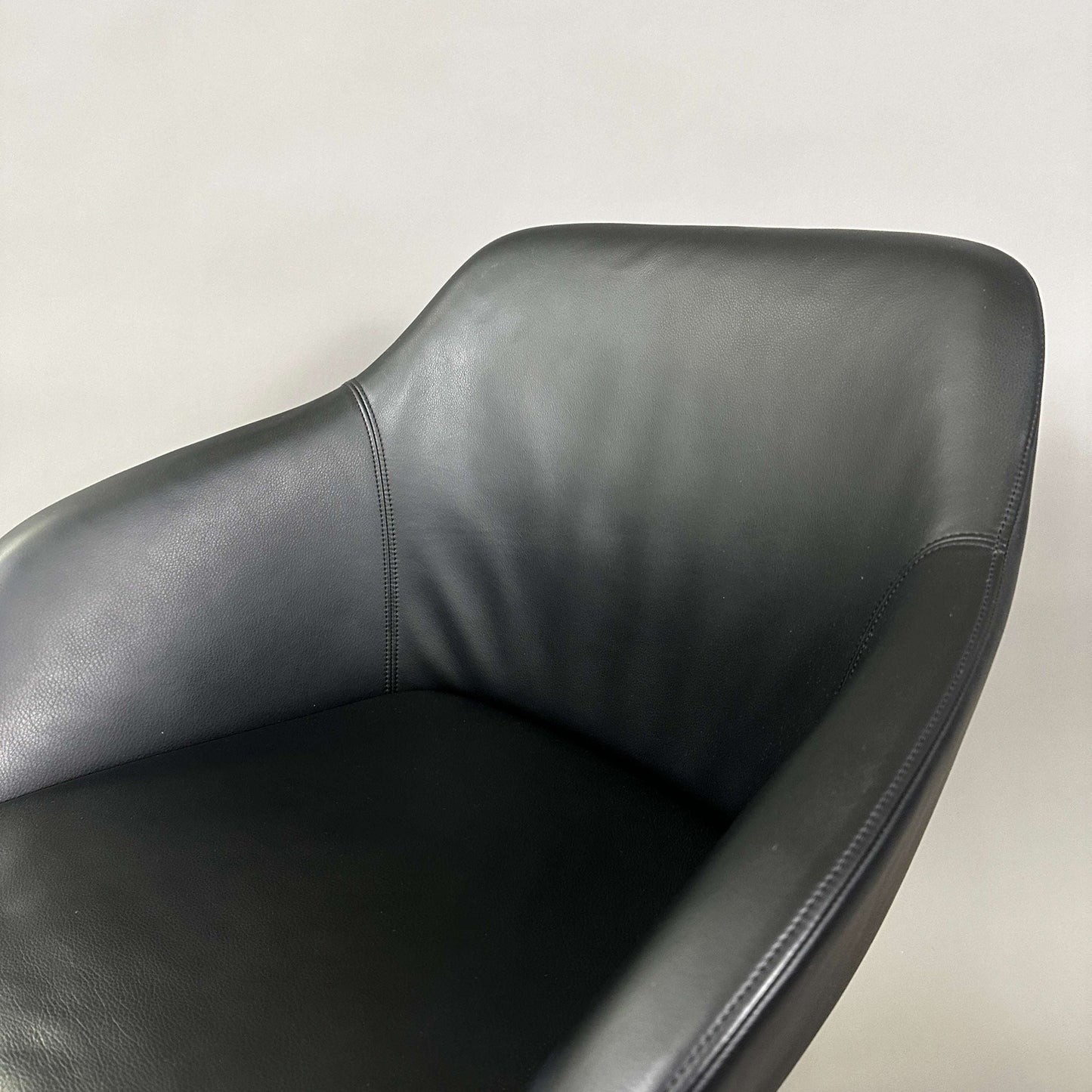 Walter Knoll Turtle Chair schwarzer Lederstuhl mit mattem Aluminiumgestell und Kunststoffakzenten