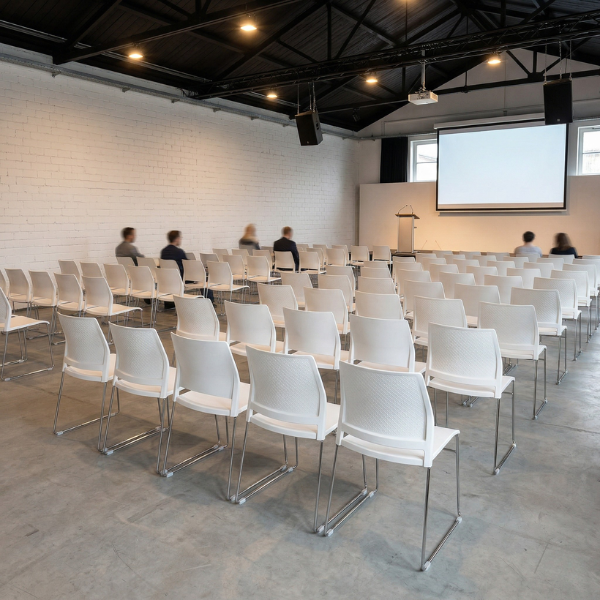 stapelstuehle weiss chrom reihenbestuhlung