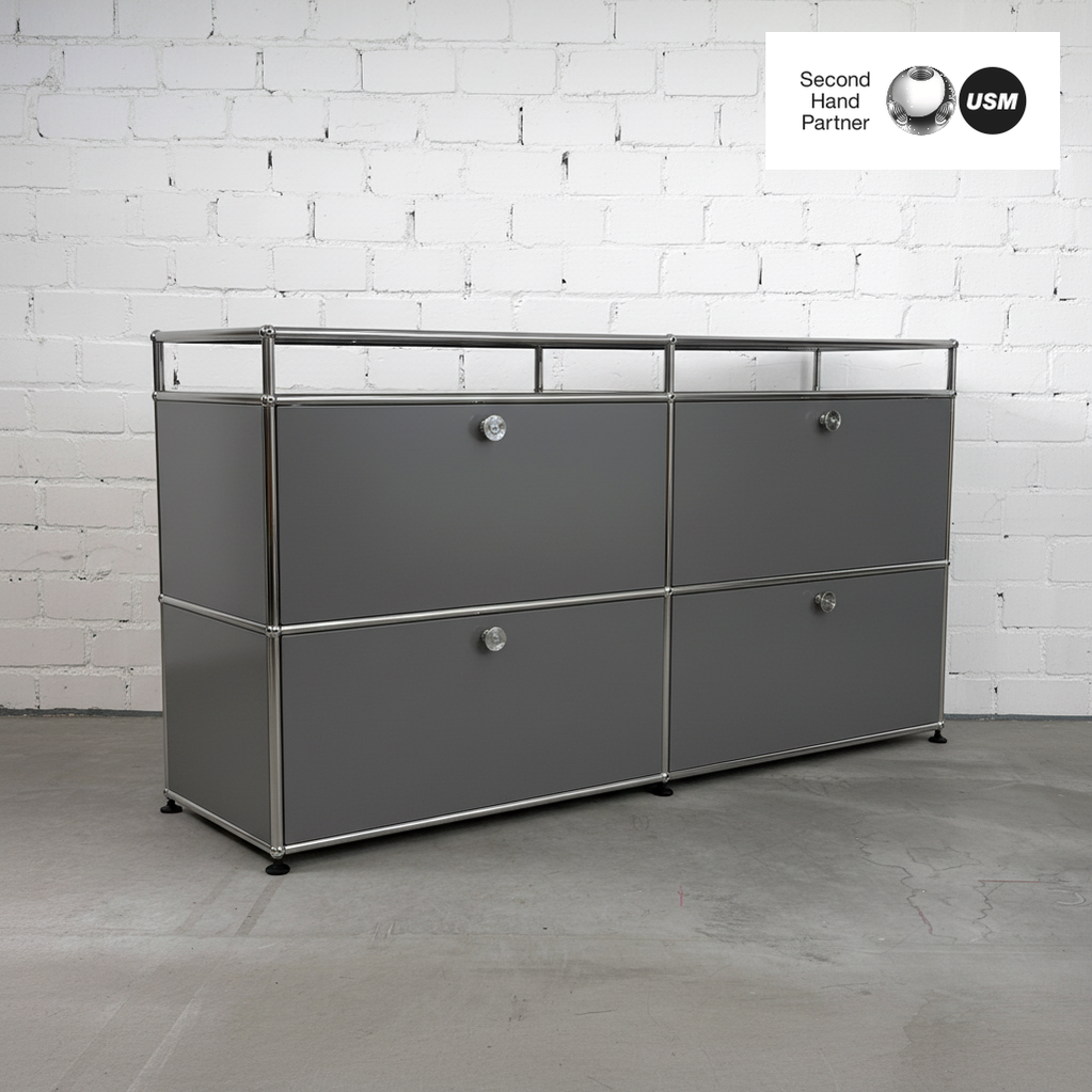 USM Haller Sideboard 2x2 mit 10cm Aufsatz anthrazit – FLEX Büromöbel