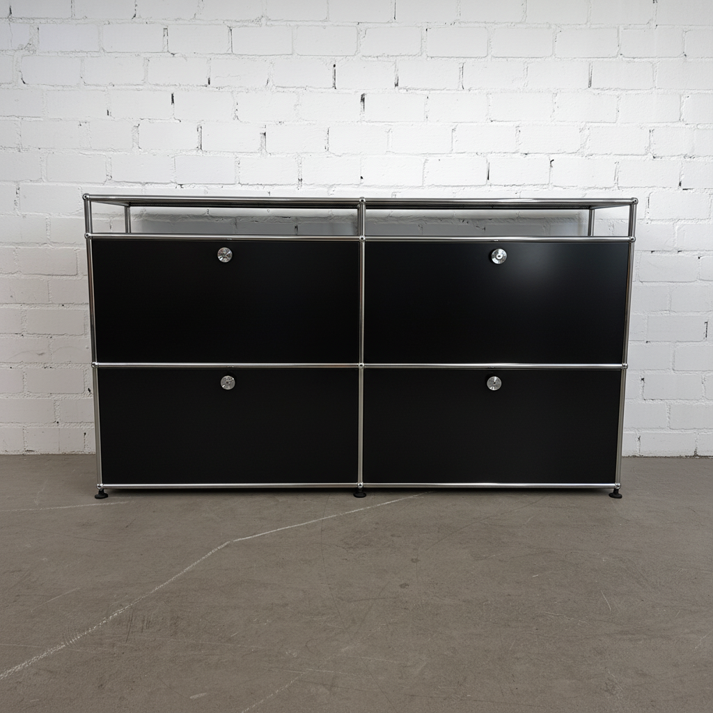 USM Haller Sideboard 2x2 mit 10cm Aufsatz schwarz