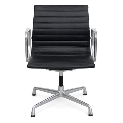 Vitra EA 108 Leder schwarz (Alu poliert)