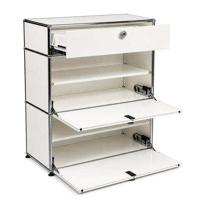 USM Haller Highboard 1x3 weiß 2 Klappen / 1 Auszug