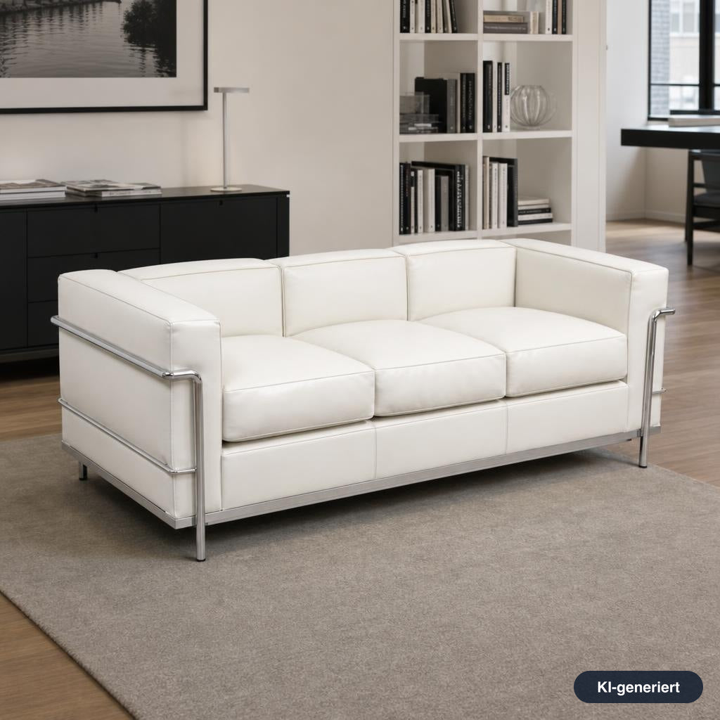 Cassina LC2 3-Sitzer Leder weiß