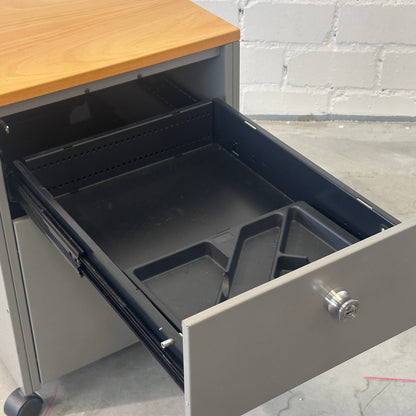 Rollcontainer Silber/Holz 2 [AKTION -100€]