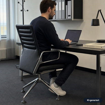 Vitra AC 4 Meet Leder schwarz