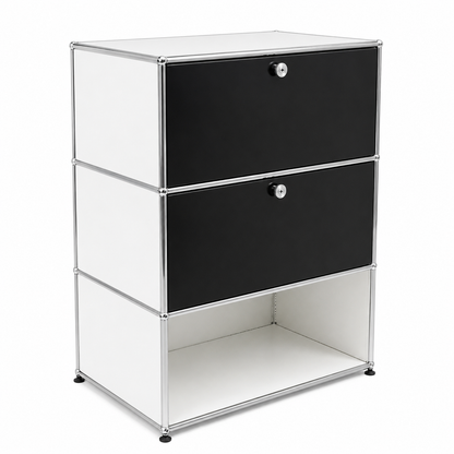 USM Haller 1x3 Highboard 50er tief weiß / schwarz [AKTION -300€]