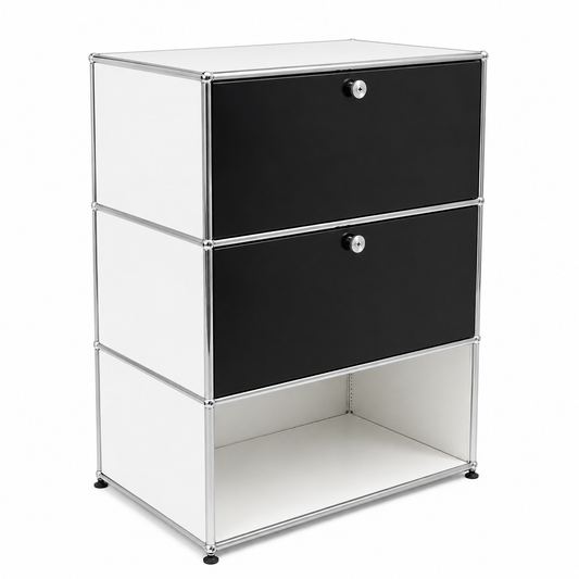 USM Haller 1x3 Highboard 50er tief weiß / schwarz [AKTION -300€]