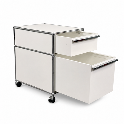 USM Haller Rollcontainer weiß (2 Auszüge) mit Seitenpanelen